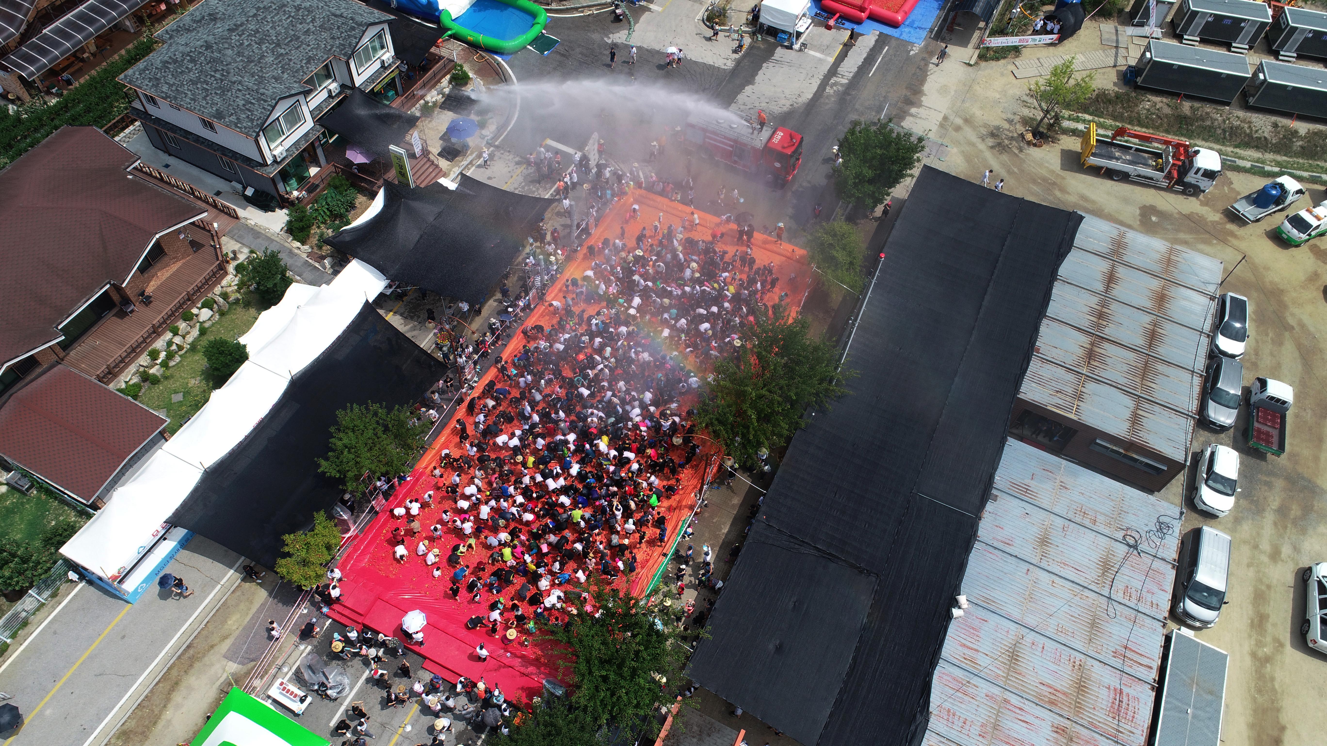 2018 화천토마토축제 하늘에서 본 토마토축제장 전경 의 사진