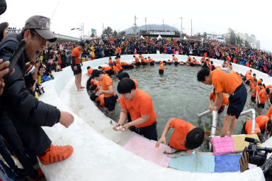 2016 화천산천어축제 산천어 맨손잡기 전경 의 사진