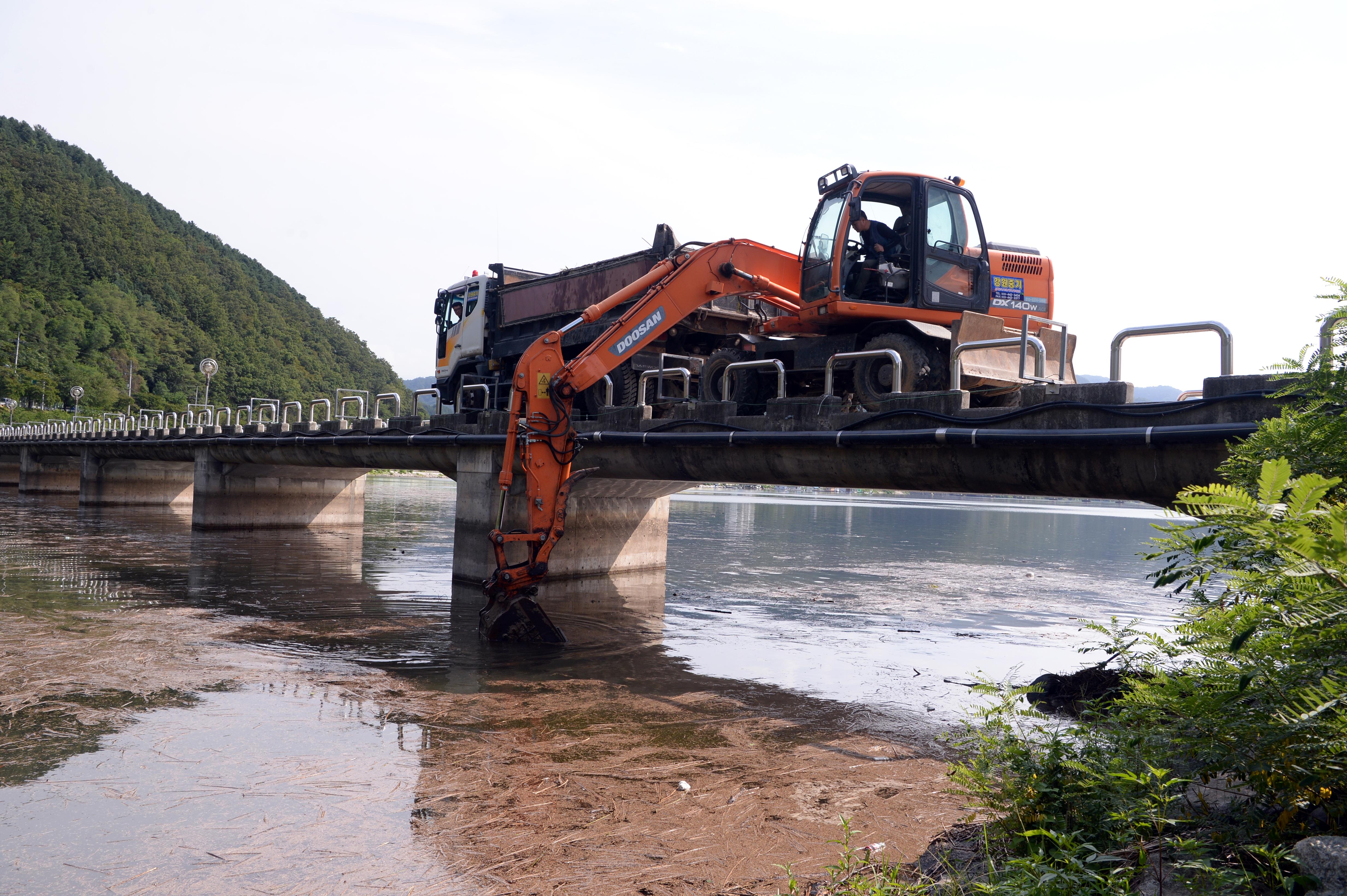 화천천 북한강 수변 환경정화 작업 의 사진