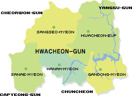 The map image of Hwacheon-Gun